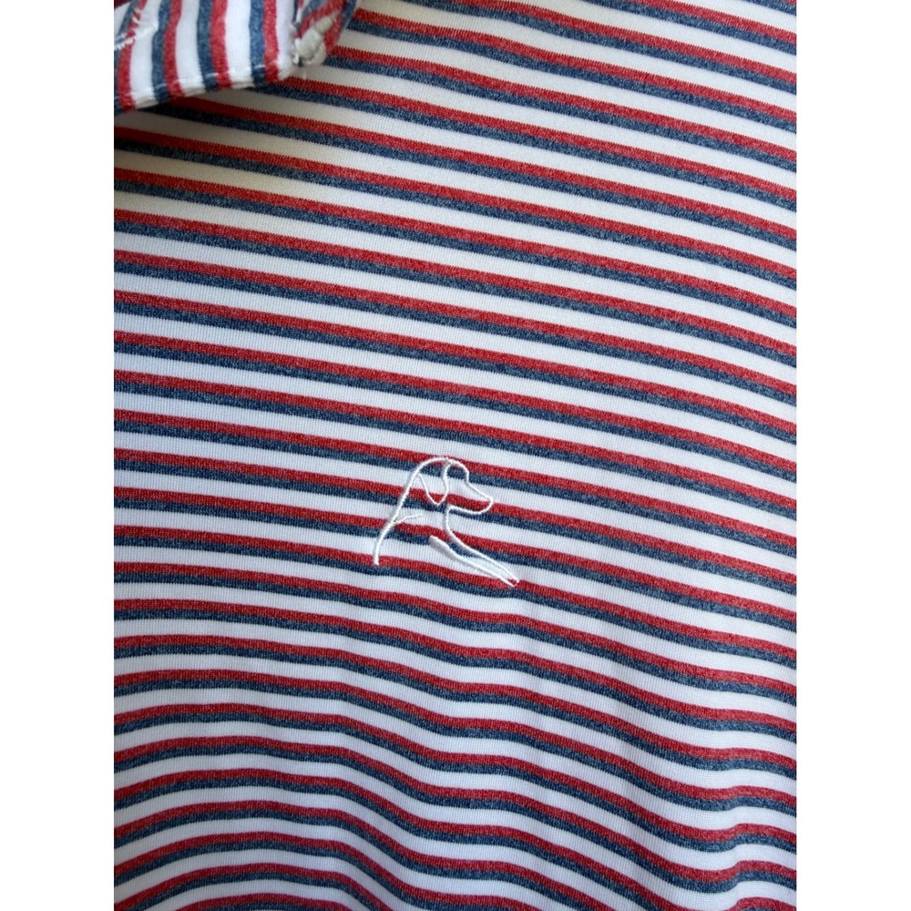 Rhoback Performance Polo Shirt Red Blue Striped American Flag Golf Size XXL - Picture 2 of 6